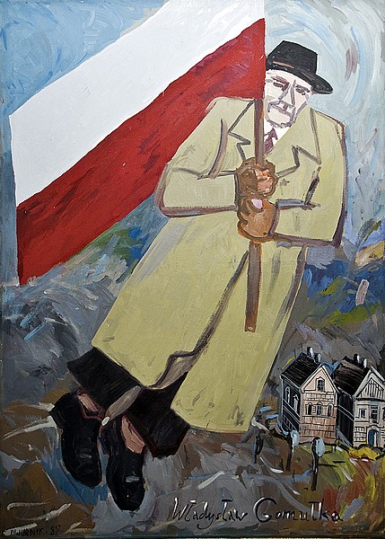 Edward Dwurnik, Władysław Gomułka, 1988, obraz z cyklu Robotnicy, olej, płótno;